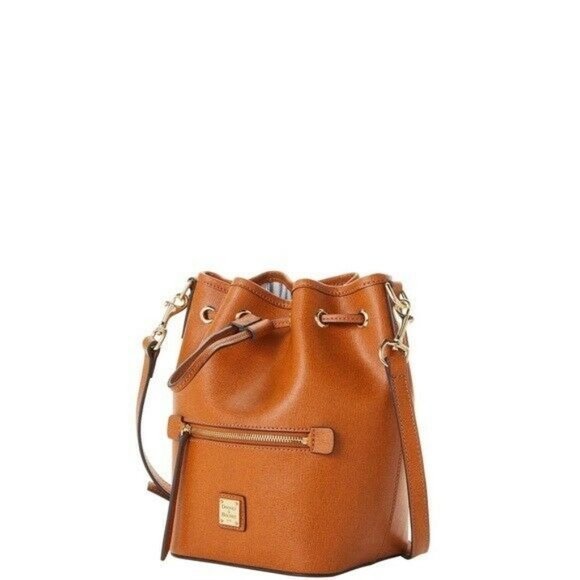 Dooney & Bourke Brown Saffiano Small Drawstring Crossbody Bag - Picture 3 of 9